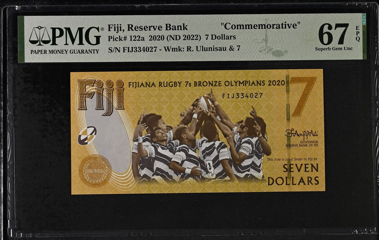 Fiji 7 Dollars 2020 ND 2022 Comm. P 122 a Superb Gem UNC PMG 67 EPQ