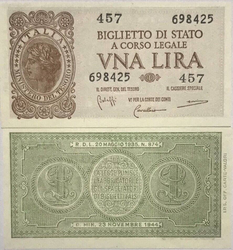 Italy 1 Lire 1935 P 29 b UNC