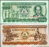 Mozambique Set 2 PCS 50 100 Escudos 1986-1989 P 129 130 UNC