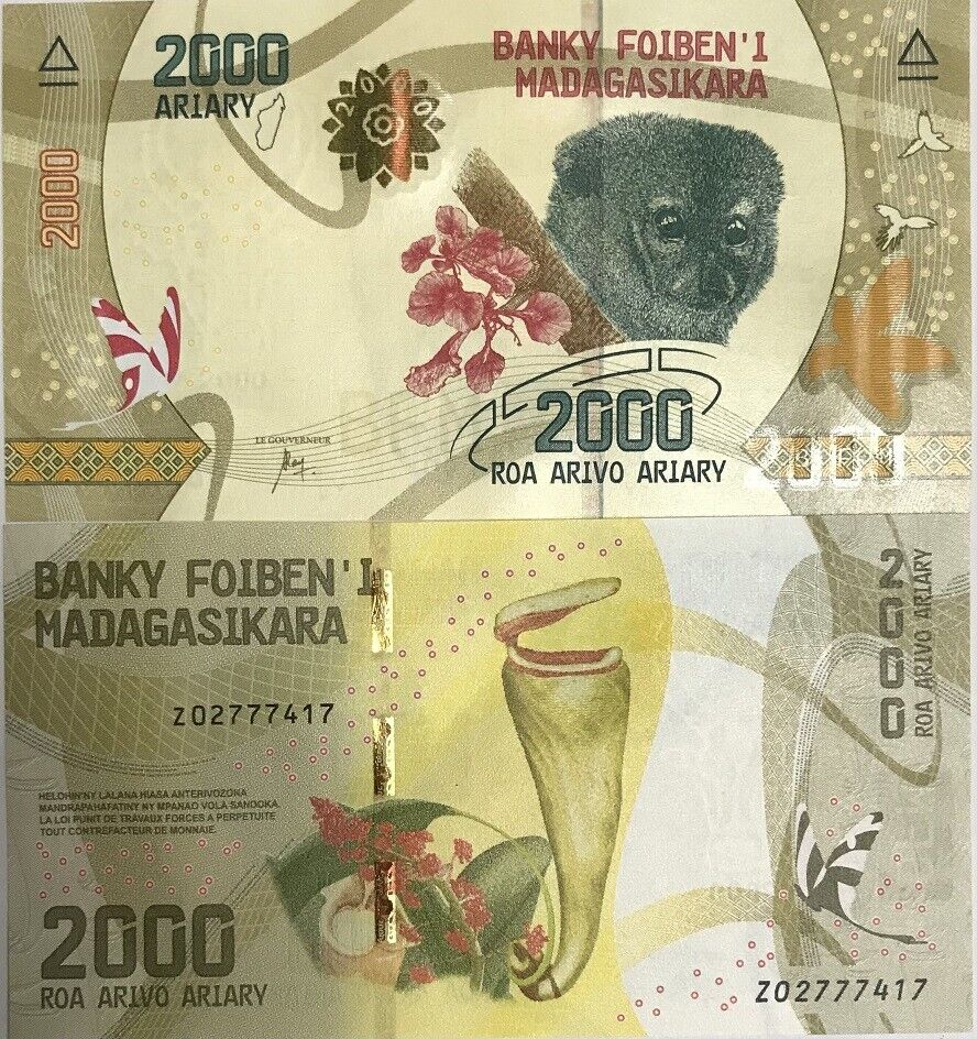 Madagascar 2000 Ariary ND 2017 Z Replacement P 101 UNC