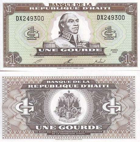 Haiti 1 Gourde 1993 P 259 UNC LOT 5 PCS