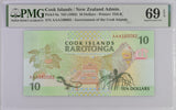 Cook Islands 10 Dollars 1992 P 8 a AAA Prefix Superb Gem UNC PMG 69 EPQ Top Pop
