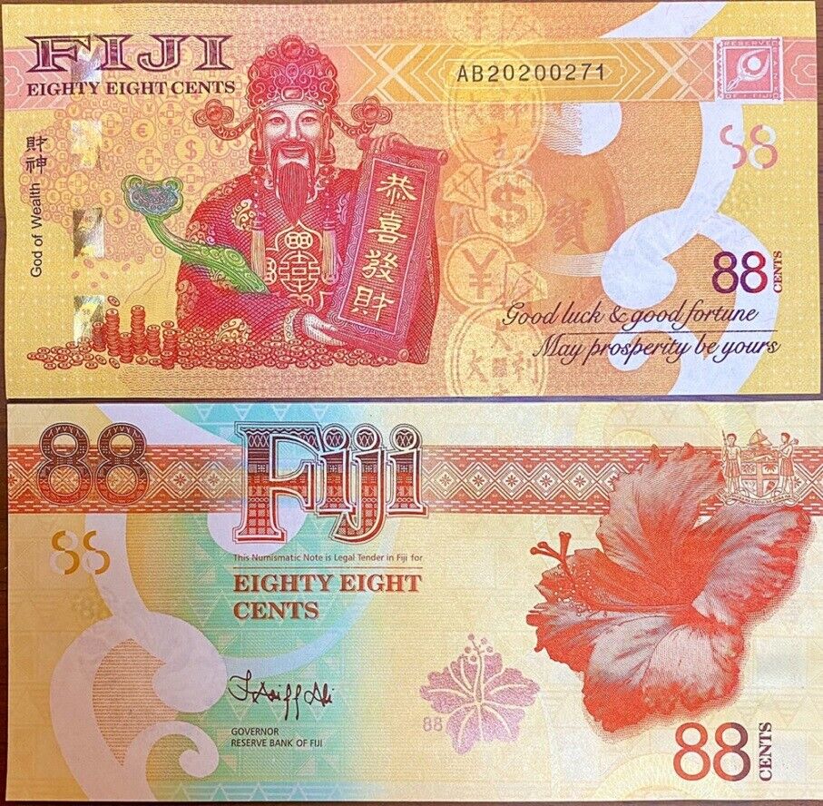 Fiji 88 Cents 2022 God of Wealth Commemorative P NEW UNC