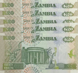 Zambia20 Kwacha 1992 P 36 b UNC LOT 5 PCS