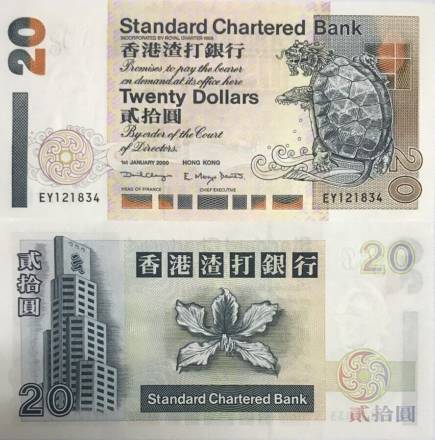 Hong Kong 20 Dollars 2000 P 285 c SCB UNC