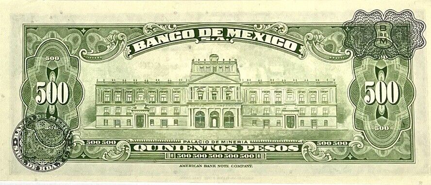 Mexico 500 Pesos 1977 Series CCG P 51 s UNC