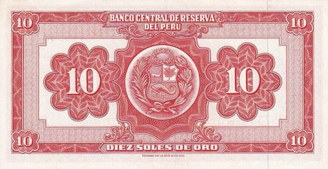 Peru 10 Soles De Oro 1968 P 84 a UNC