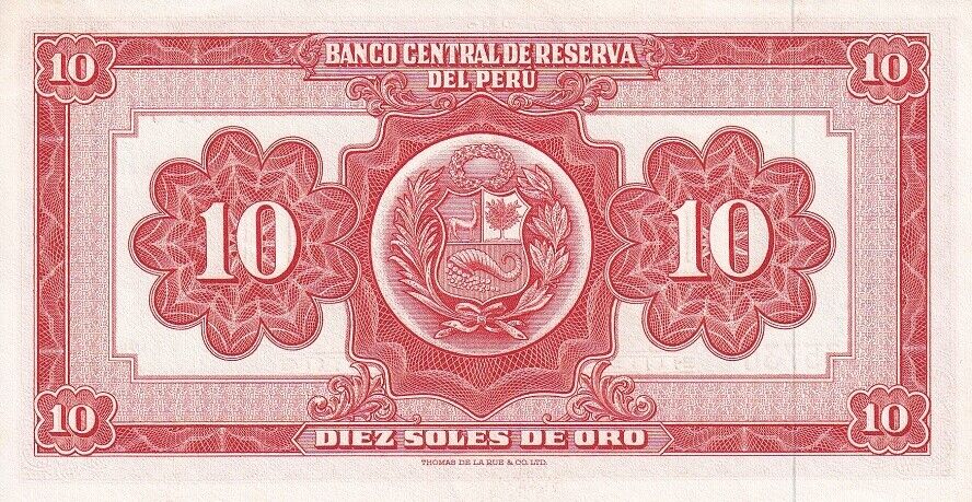 Peru 10 Soles De Oro 1968 P 84 a UNC