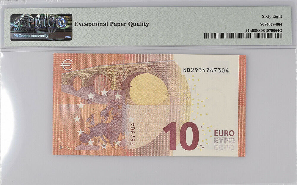 Euro 10 Euro 2014 P 21 n Austria Prefix N Superb Gem UNC PMG 68 EPQ