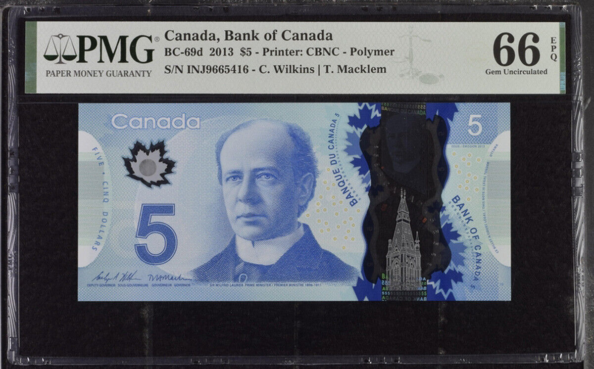 Canada 5 Dollars 2013 P 106 Wilkins Macklem Gem UNC PMG 66 EPQ