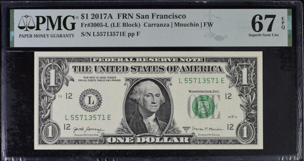 United States 1 Dollar Usa 2017A P 544 L San Francisco Superb Gem UNC PMG 67 EPQ