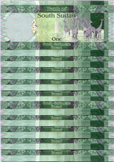 South Sudan 1 Pound ND 2011 P 5 UNC Lot 10 Pcs