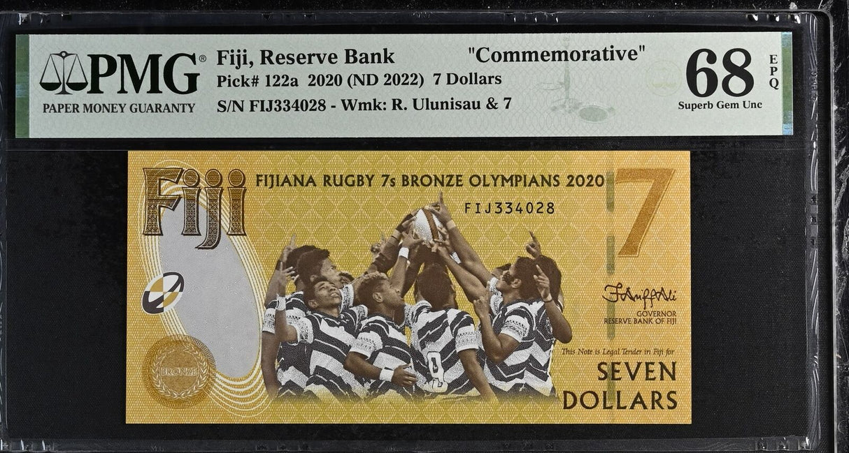 Fiji 7 Dollars 2020 ND 2022 Comm. P 122 a Superb Gem UNC PMG 68 EPQ