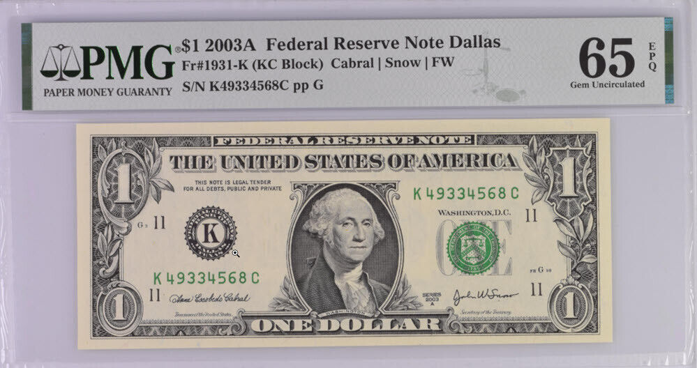 United States 1 Dollar USA 2003A P 515 b K Dallas GEM UNC PMG 65 EPQ ...