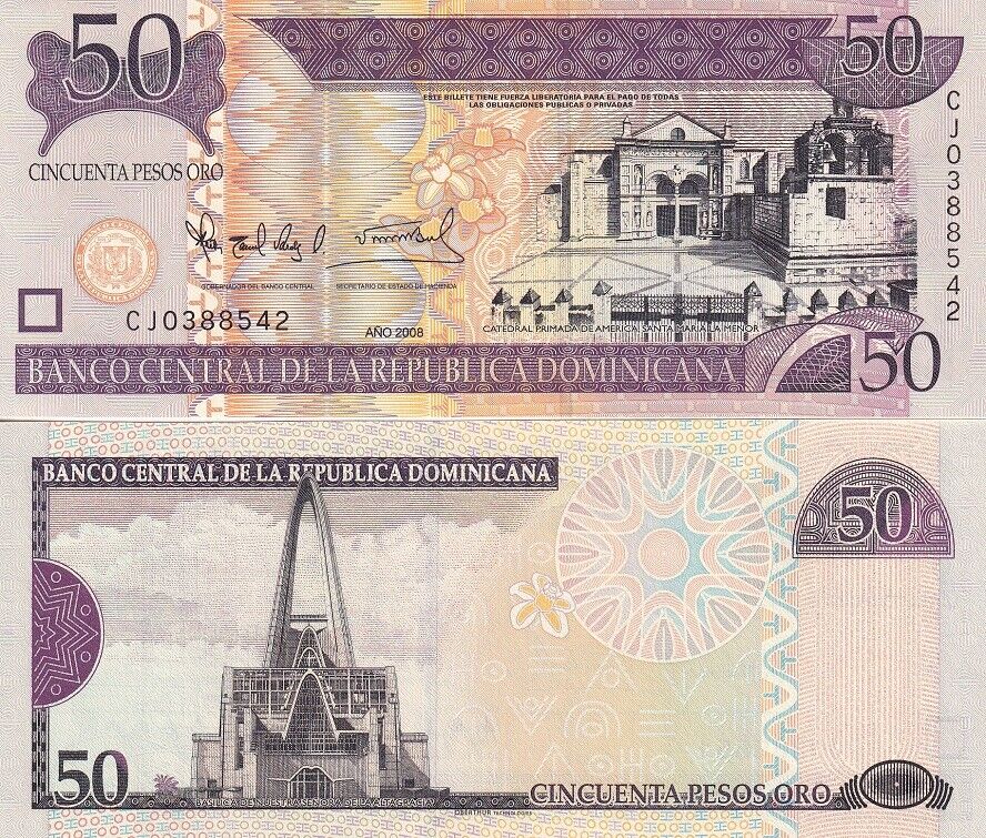 Dominican Republic 50 Pesos 2008 P 176A UNC