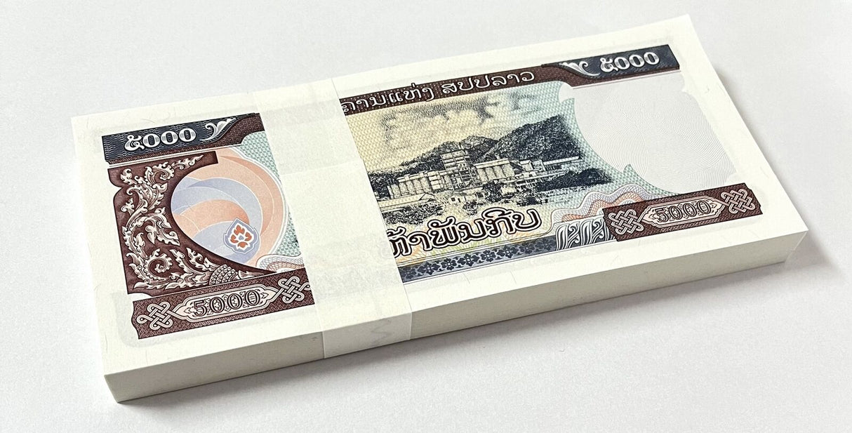 Laos 5000 Kip 2020 / 2022 P 41Aa LOT 100 UNC 1 Bundle