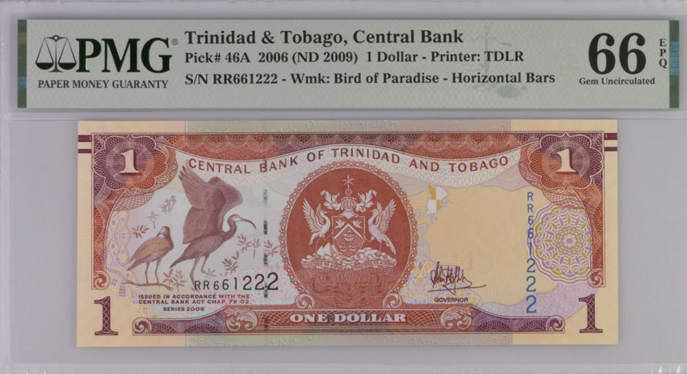 TRINIDAD & TOBAGO 1 Dollar 2006 P 46A Gem UNC PMG 66 EPQ