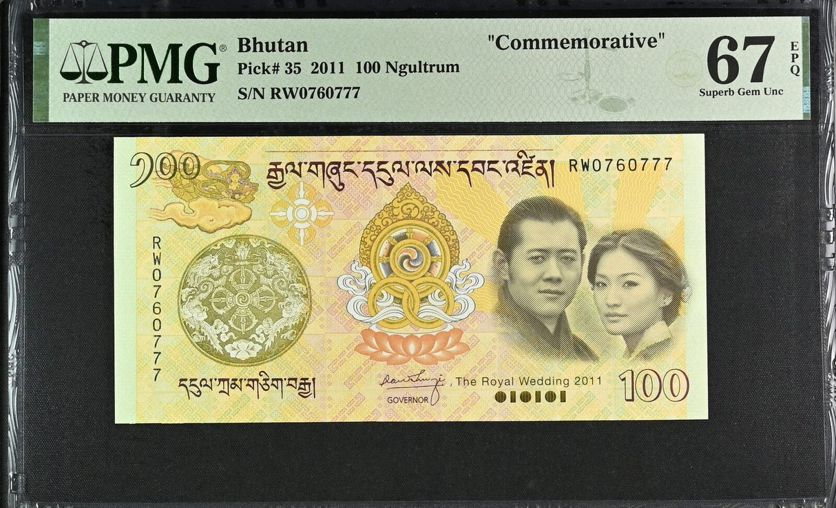 Bhutan 100 Ngultrum 2011 P 35 COMM. SUPERB GEM UNC PMG 67 EPQ