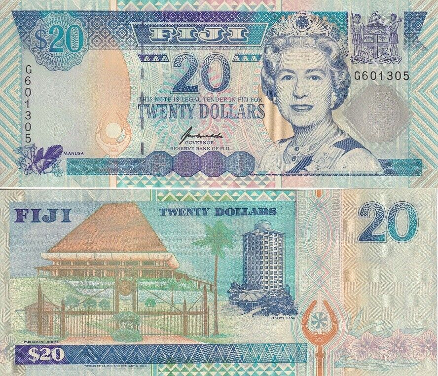 Fiji 20 Dollars ND 1996 P 99 a QE II UNC