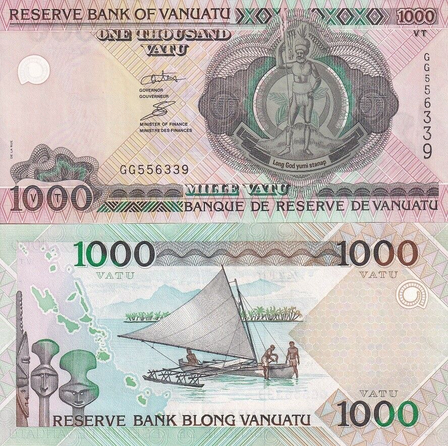 Vanuatu 1000 Vatu ND 2002 Prefix GG P 10 c UNC