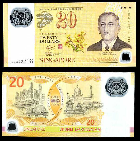 Singapore 20 Dollars 2007 P 53 Comm. Polymer AUnc