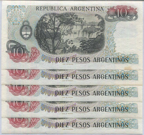 Argentina 10 Pesos P 313 AUNC LOT 5 PCS W/Tone