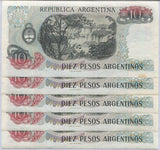 Argentina 10 Pesos P 313 AUNC LOT 5 PCS W/Tone