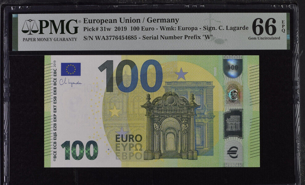 Euro 100 Euro Germany 2019 P 31 w Prefix Gem UNC PMG 66 EPQ