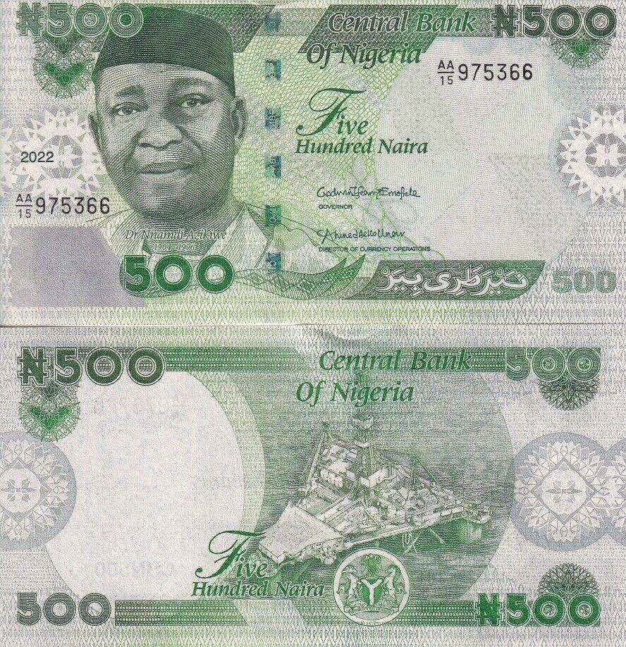 Nigeria 500 Naira 2022 P48 New Design Colorful UNC