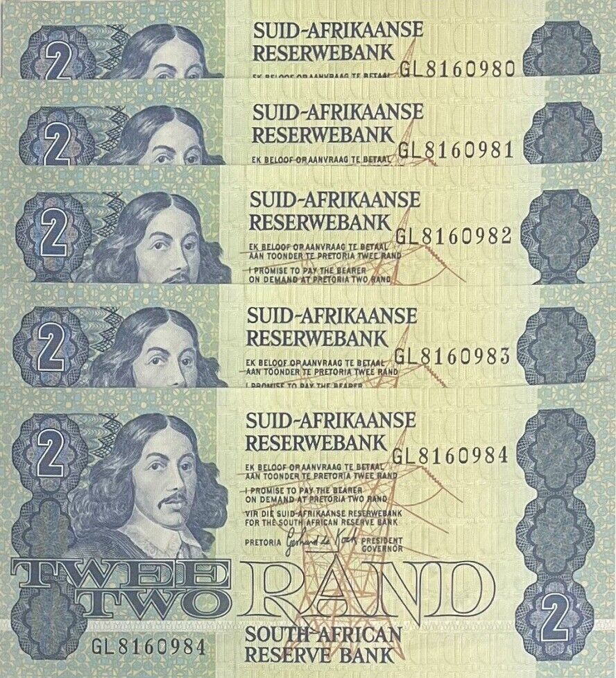 South Africa 2 Rand ND 1978-1980 P 118 d UNC LOT 5 PCS