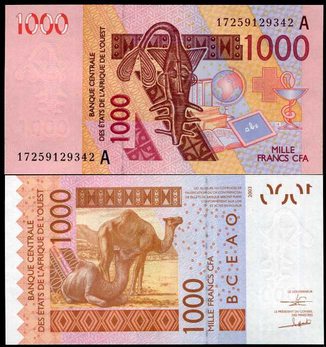 WEST AFRICAN STATES IVORY COAST 1000 1,000 FRANCS 2003 / 2017 P 115 A UNC