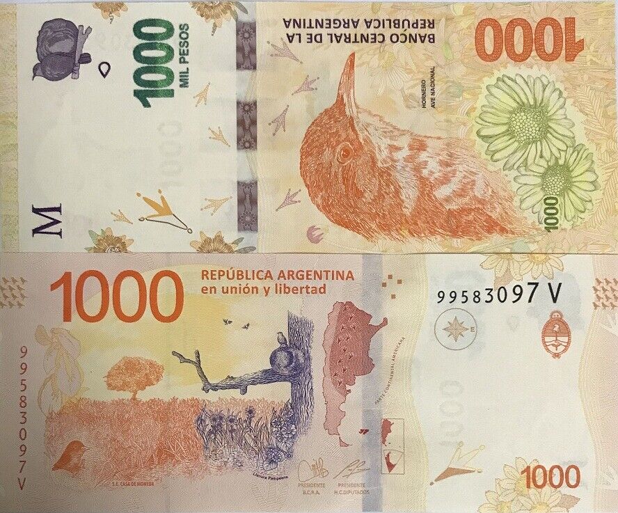 Argentina 1000 Pesos ND 2017 Suffix V P 366 UNC