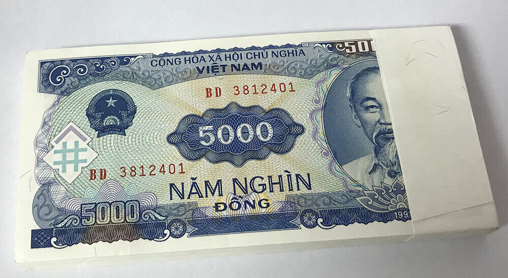 Vietnam 5000 Dong 1991 P 108 UNC LOT 100 PCS 1 BUNDLE