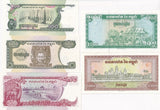 Cambodia Set 5 Pcs 100 200 500 1000 2000 Riels 1995-1998 P 41 42 43 44 45 UNC