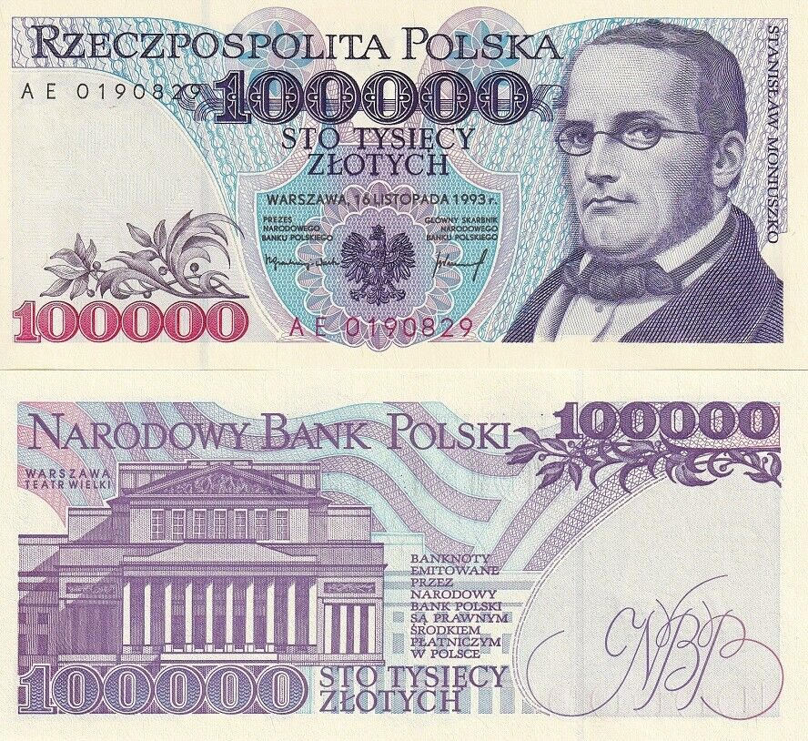 Poland 100000 Zloty 1993 P 160 a UNC