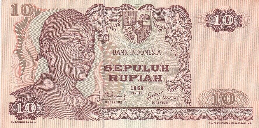 Indonesia 10 Rupiah 1968 P 105 UNC