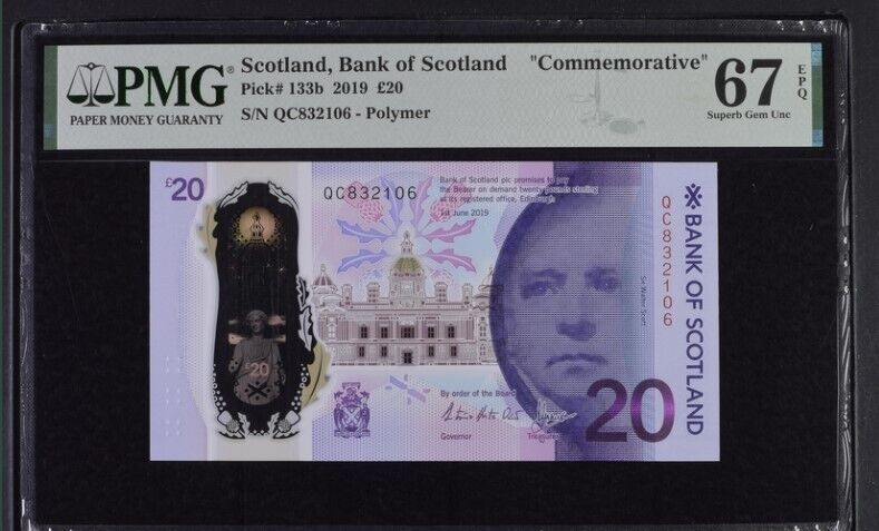 Scotland 20 Pounds 2019 P 133 b Superb Gem UNC PMG 67 EPQ