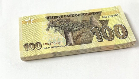 Zimbabwe 100 Dollars 2023 / 2024 P 106 UNC Lot 25 Pcs 1/4 Bundle