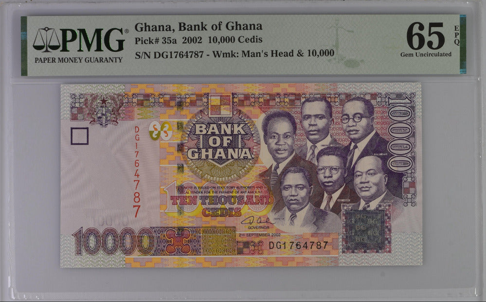 Ghana 10000 Cedis 2002 P 35 a GEM UNC PMG 65 EPQ