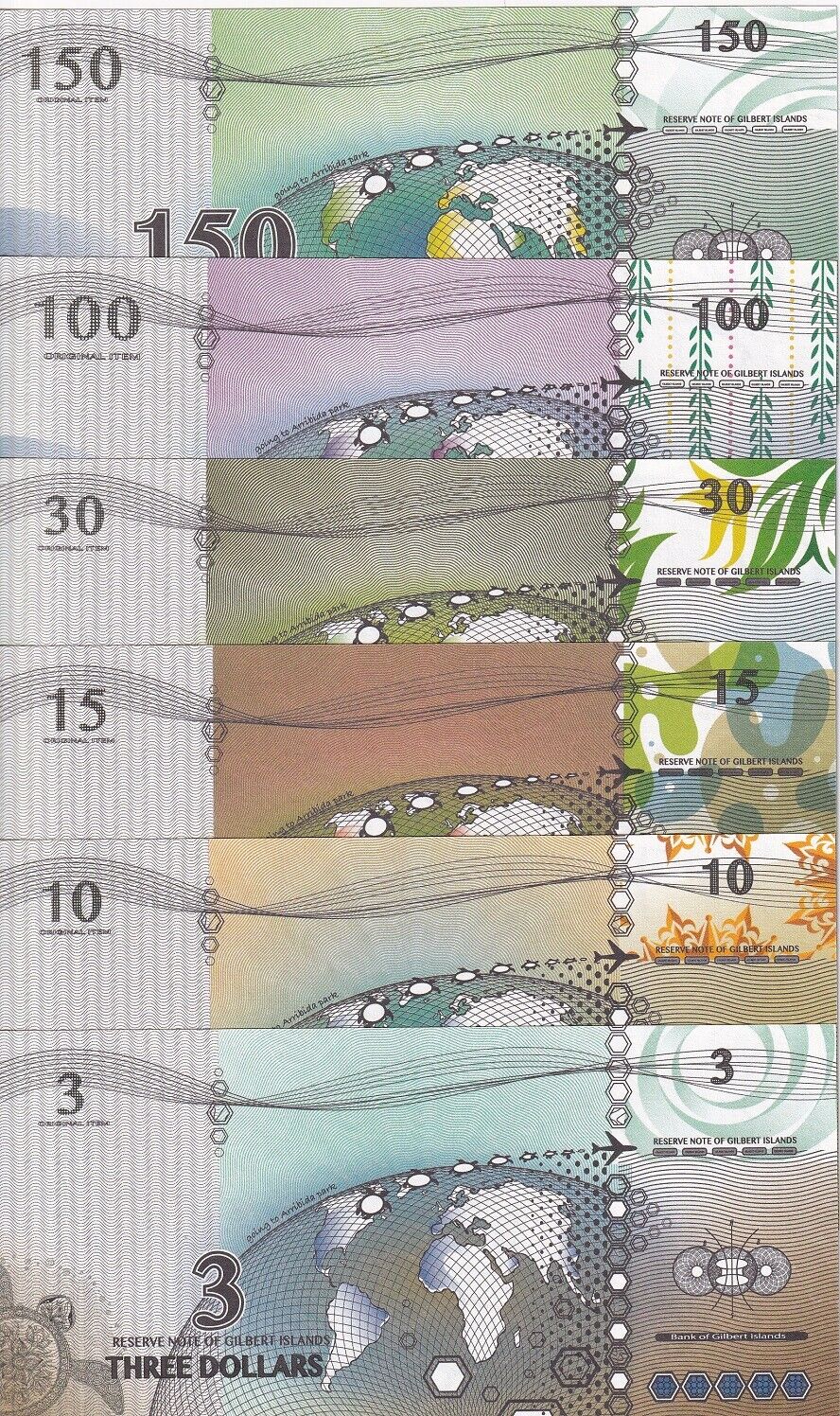 Gilbert Islands Set 6 3 10 15 30 100 150 2016 Cheloniidae Emydidae Fantasy