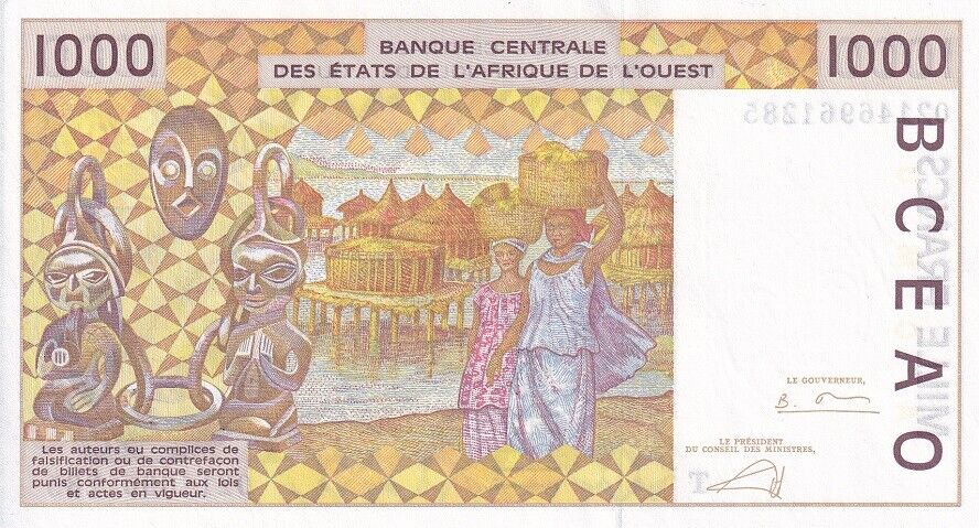 West African States Togo 1000 FRANCS 2002 P 811Tl UNC