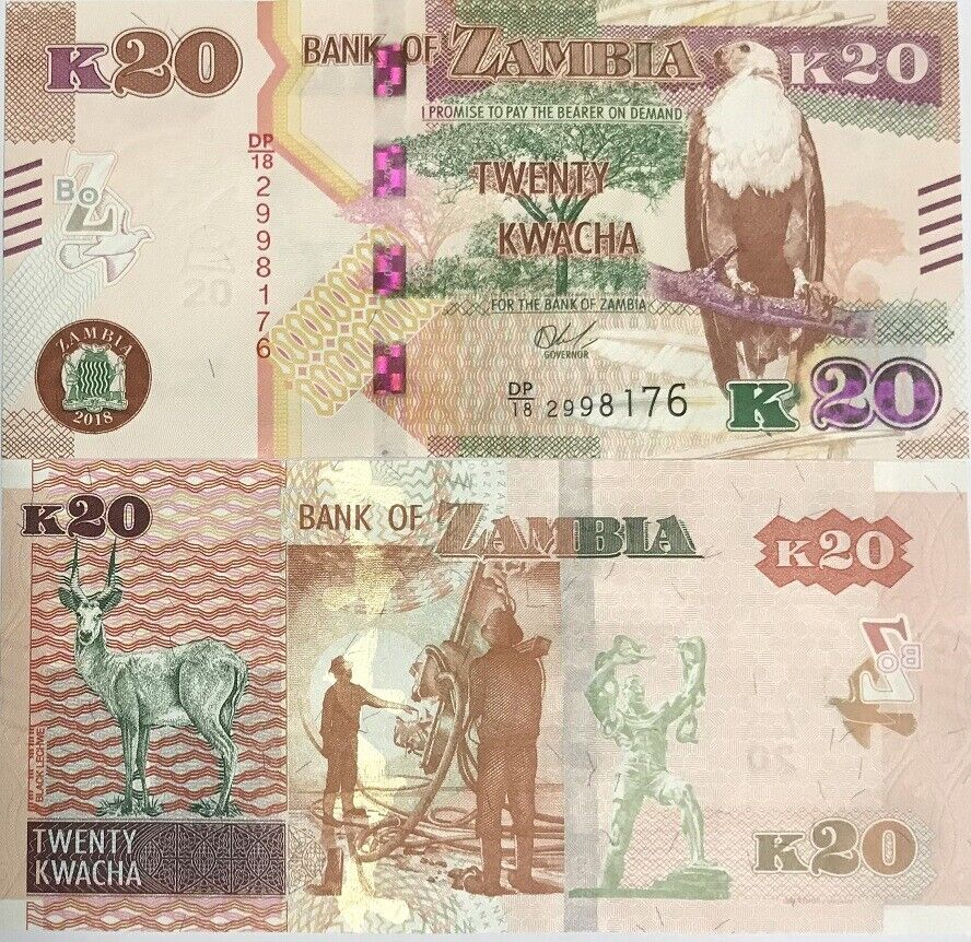 Zambia 20 Kwacha 2018 P 59 UNC