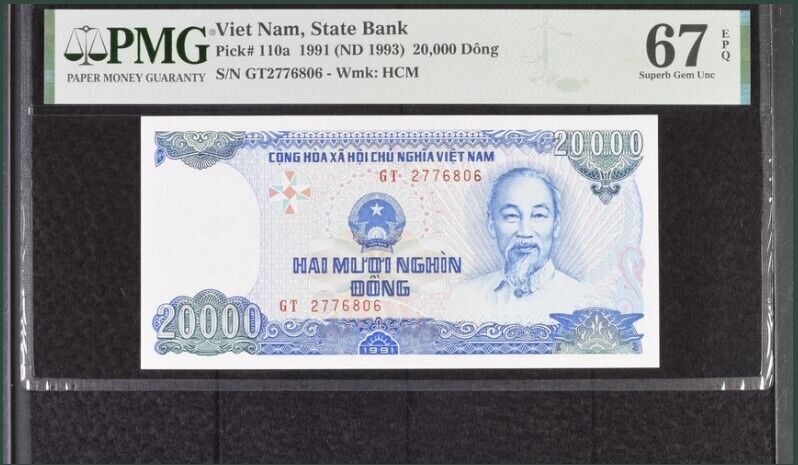 Vietnam 20000 Dong 1991 ND 1993 P 110 a Superb GEM UNC PMG 67 EPQ