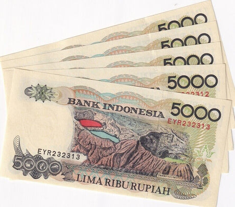 Indonesia 5000 Rupiah 1992/2000 P 130 UNC LOT 5 PCS