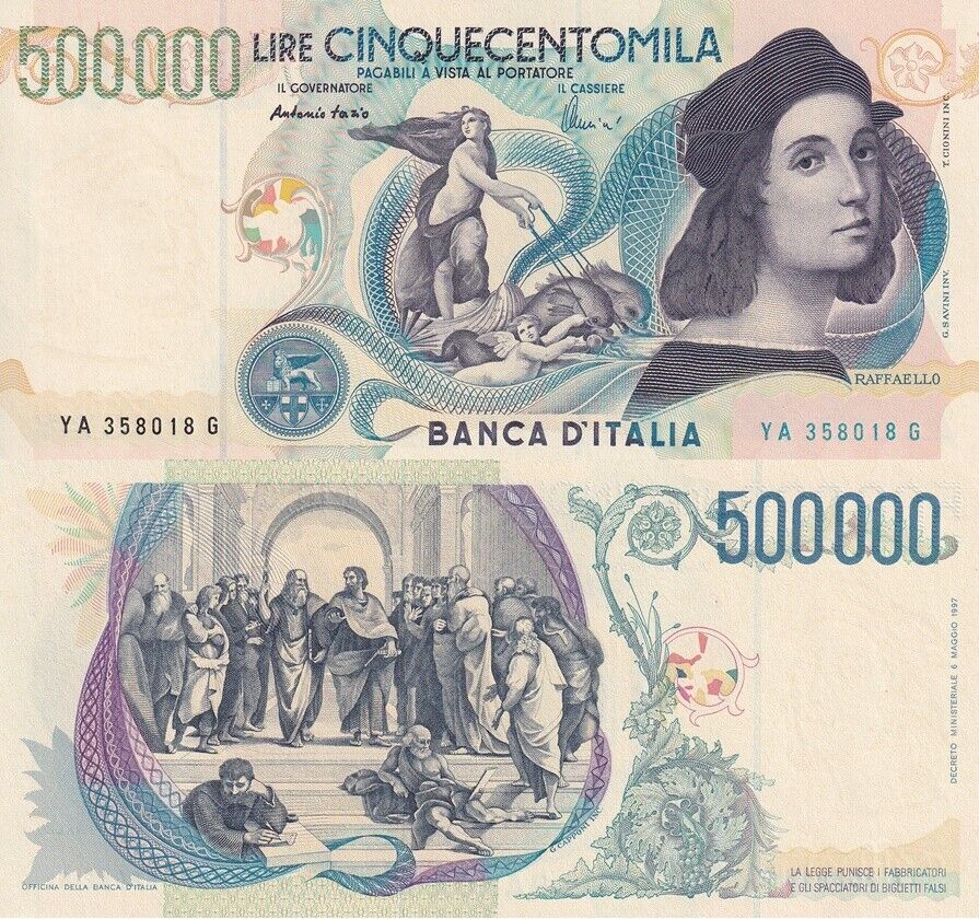Italy 500000 Lire 1997 Raphael P 118 UNC