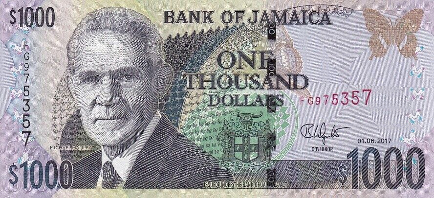 Jamaica 1000 Dollars 2017 P 86 m UNC