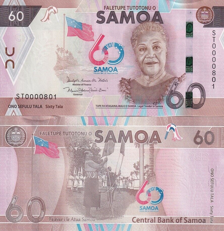 Samoa 60 Tala ND 2023 60th P 46 Commemorative UNC