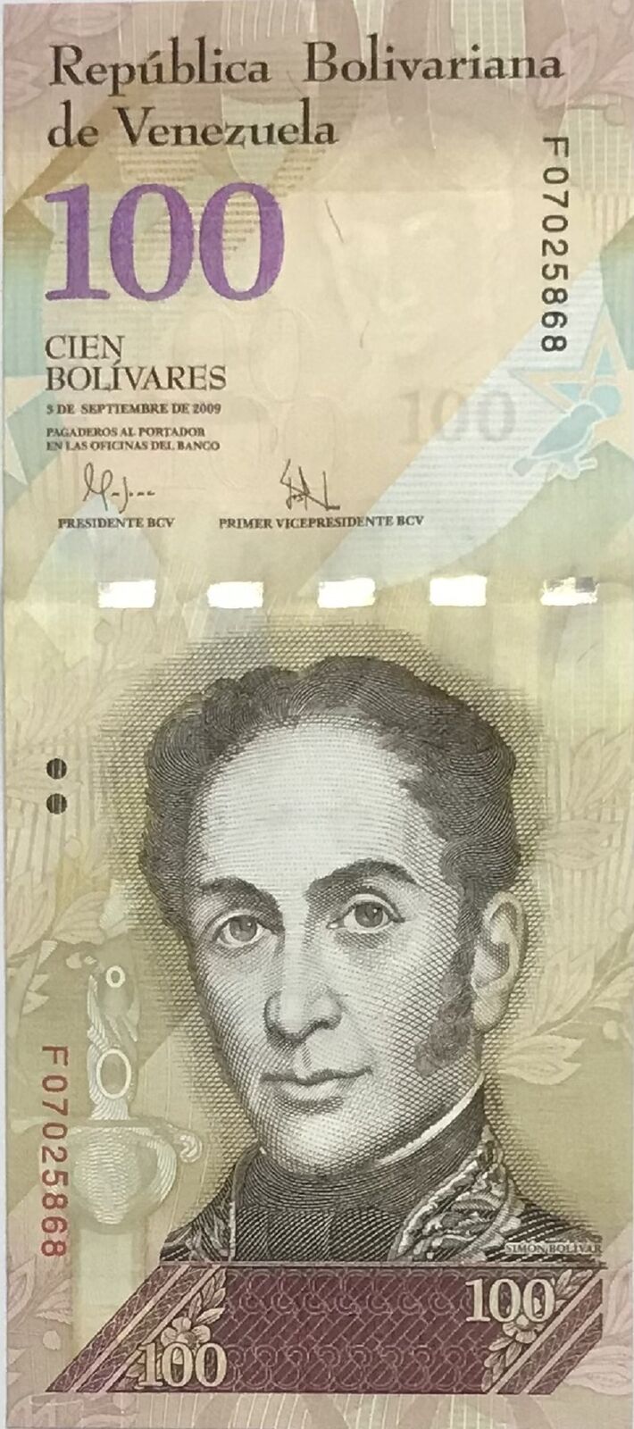 Venezuela 100 Bolivares 2009 P 93 c AUnc