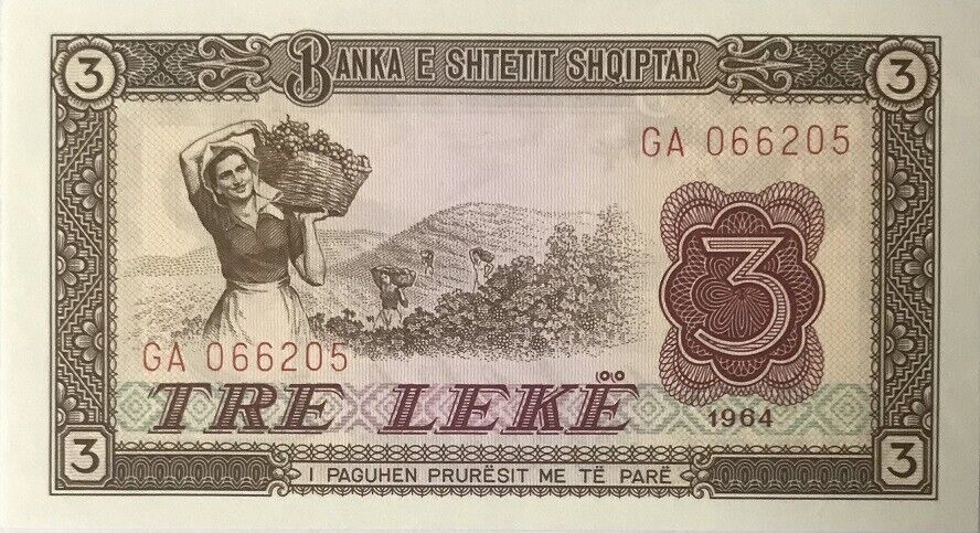 Albania 3 Leke 1964 P 34 UNC
