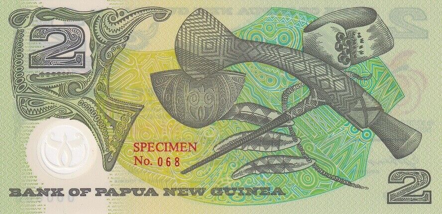 Papua New Guinea 2 Kina 1991 P 12 s Specimen Polymer AUnc